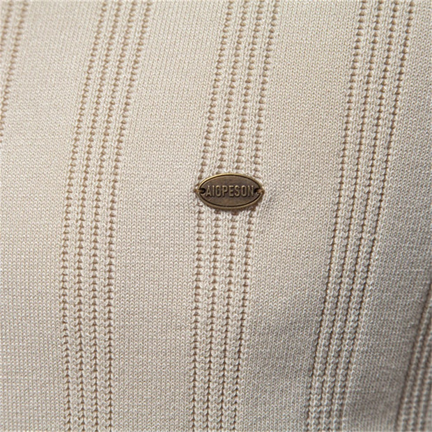 Jorven - Strukturiertes Poloshirt mit Retro-Streifen