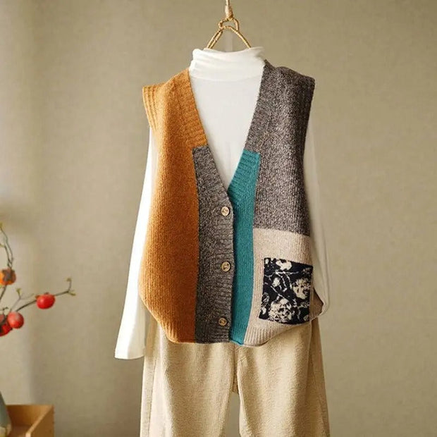 Edeltraud - Strickweste im Colorblock-Desig
