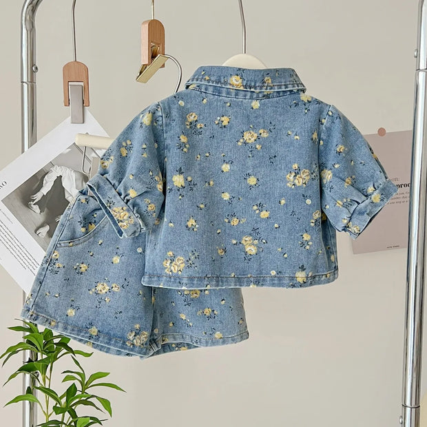 Giselle - Ensemble jean "Fleurs" pour fille