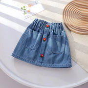 Marlene - Jupe en jean "boutons fleurs"