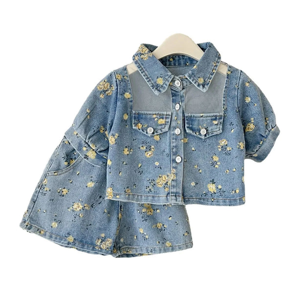 Giselle - Ensemble jean "Fleurs" pour fille