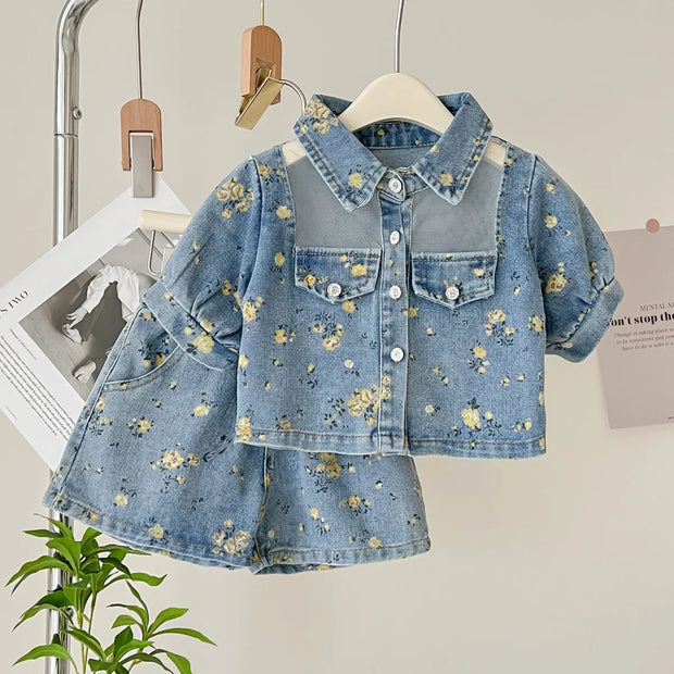 Giselle - Ensemble jean "Fleurs" pour fille