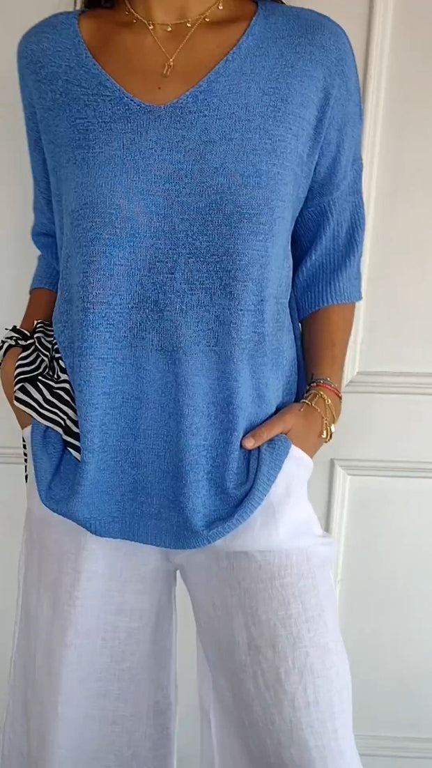 Mia - Oversize Shirt mit V-Ausschnitt