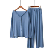 Brunhilde - Eleganter Pyjama-Zweiteiler mit Knopfleiste