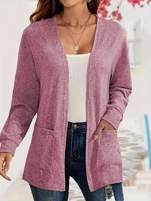Magdalena – Stilvolle Strickjacke mit offener Front & Taschen