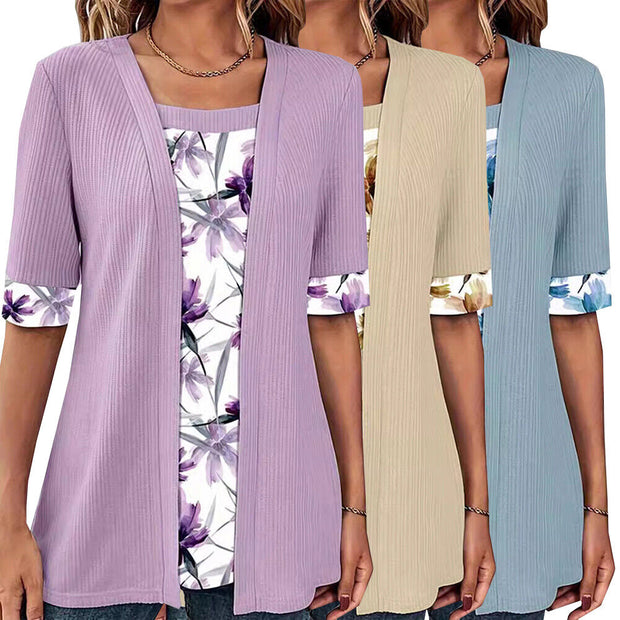 Carlotta - Modisches Fake-Zweiteiler-Shirt mit Print