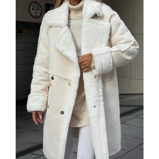 Luisa - Manteau douillet avec doublure en peau lainée en grande taille