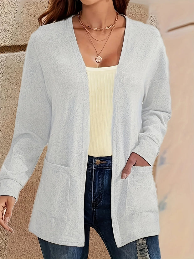 Magdalena – Stilvolle Strickjacke mit offener Front & Taschen