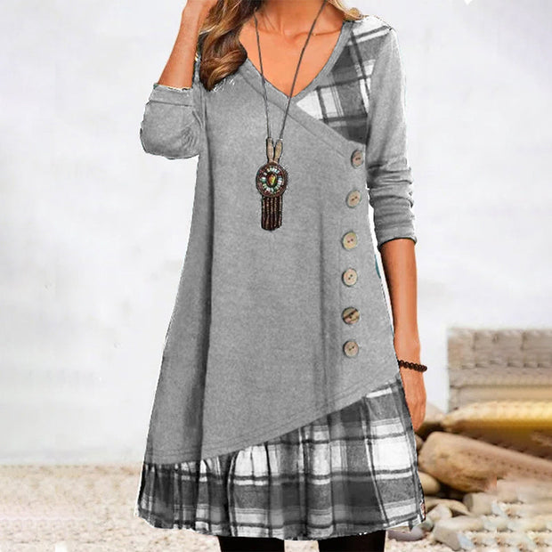 Lillie - Robe à carreaux à manches longues