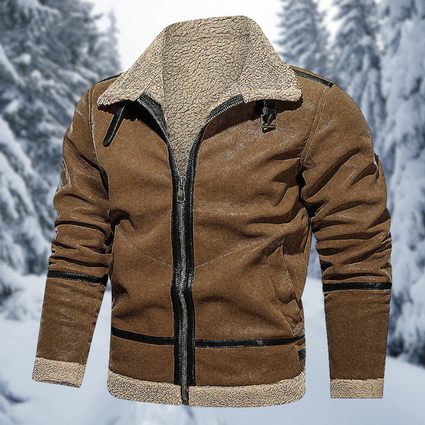 Alpha | Lederjacke mit Teddyfutter