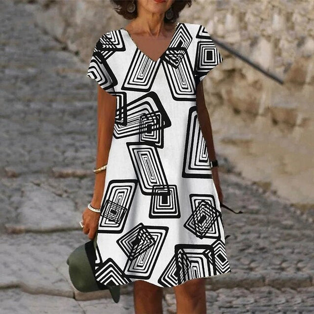 NITA - Abstraktes bedrucktes Kleid für Frauen