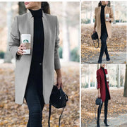 Connie - Fashion Solid Neck Wollmantel