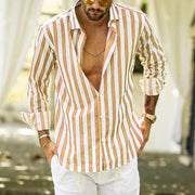 FELI - Chemise homme à manches longues et revers rayés