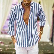 FELI - Chemise homme à manches longues et revers rayés