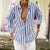 FELI - Chemise homme à manches longues et revers rayés