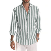 FELI - Chemise homme à manches longues et revers rayés