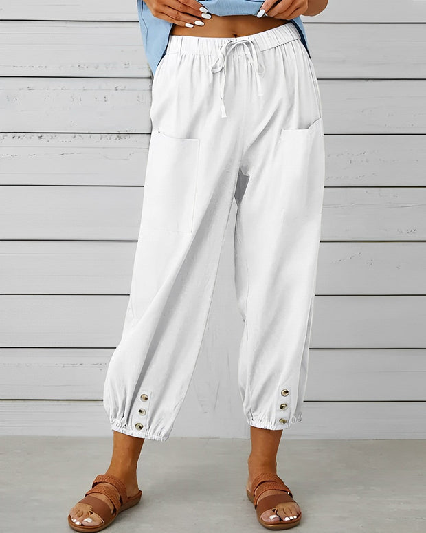 MAYA - Pantalon large taille haute