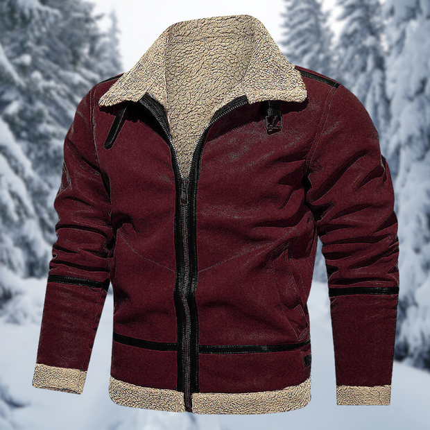 Alpha | Lederjacke mit Teddyfutter