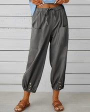 MAYA - Pantalon large taille haute