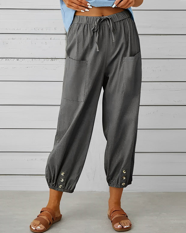MAYA - Pantalon large taille haute