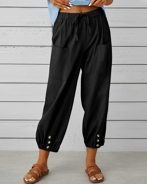 MAYA - Pantalon large taille haute