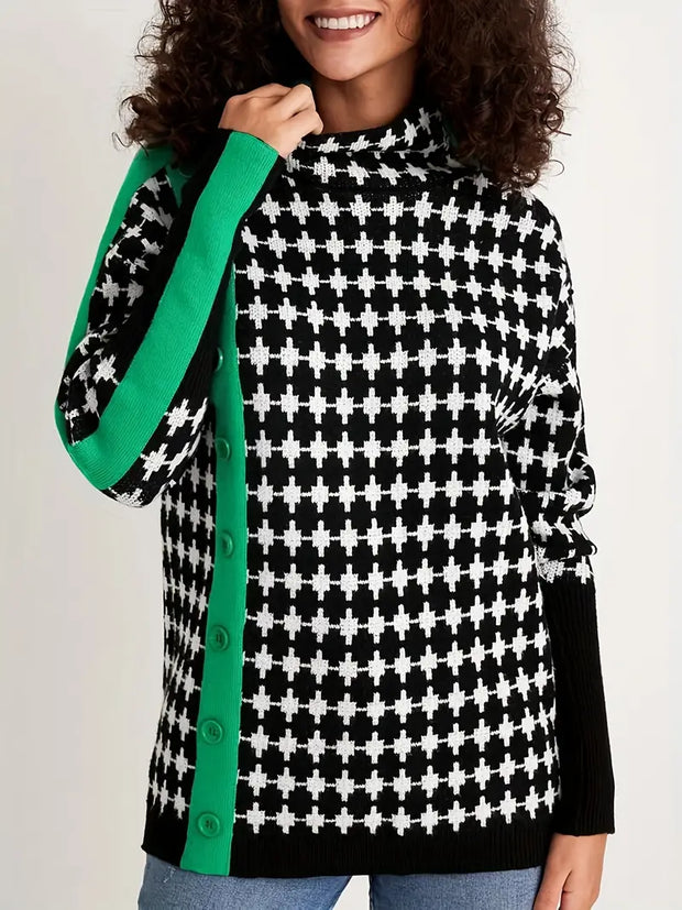 Eva - pull col roulé à motif all-over