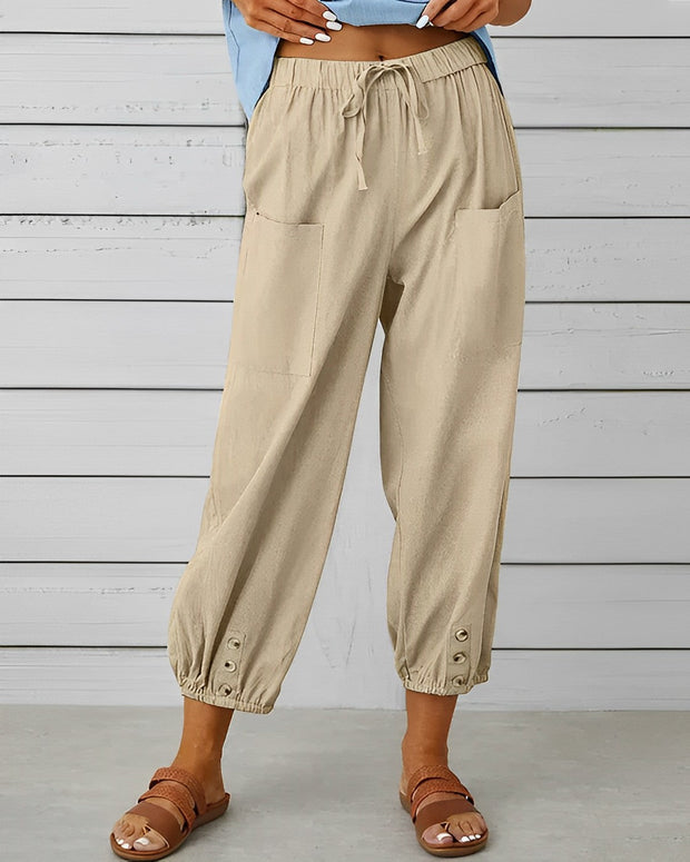 MAYA - Pantalon large taille haute