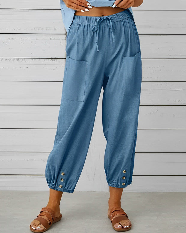 MAYA - Pantalon large taille haute
