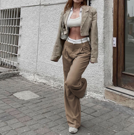 Diana - Pantalon droit taille haute tendance