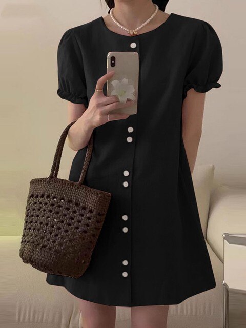 JADE - Robe à manches bouffantes