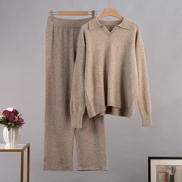 Myrna - Pull col polo tricoté et pantalon large