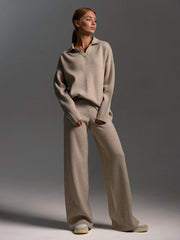 Myrna - Pull col polo tricoté et pantalon large