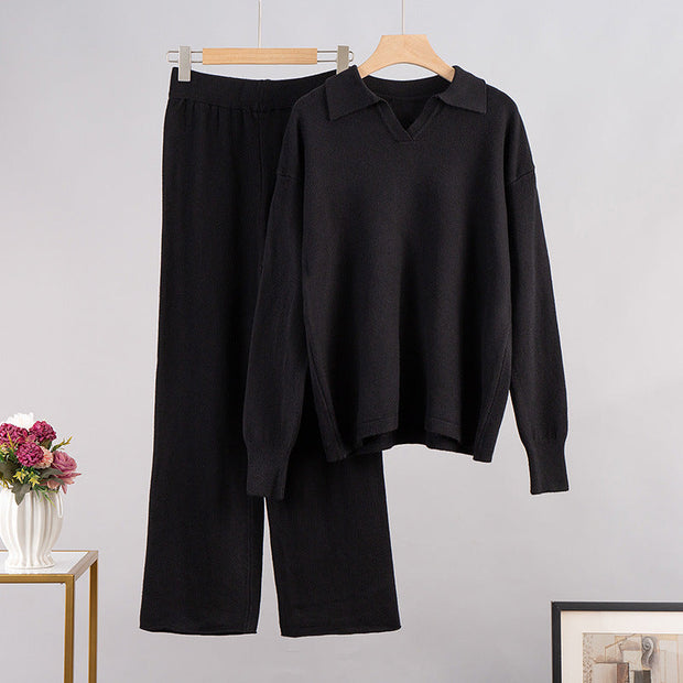 Myrna - Pull col polo tricoté et pantalon large