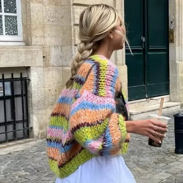 Bridget - Pull ouvert rayé