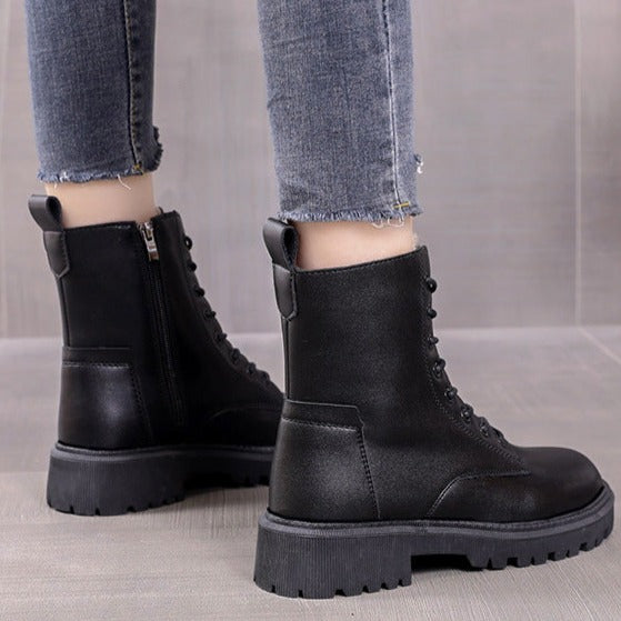 Delphine - Bottes d'hiver en cuir noir