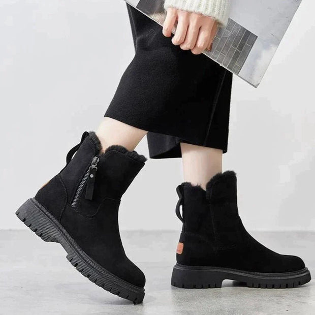 Gabriela - Bottes femme avec fermeture éclair et pompons