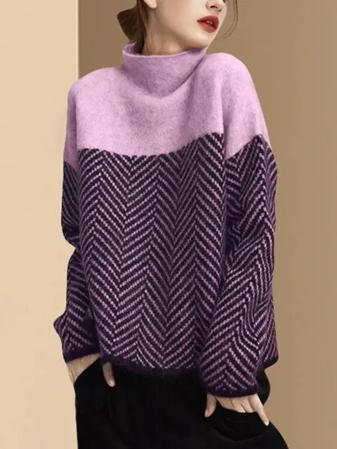 Olive - Gespleißte, weiche Pullover mit mittlerem Kragen
