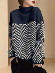 Olive - Gespleißte, weiche Pullover mit mittlerem Kragen