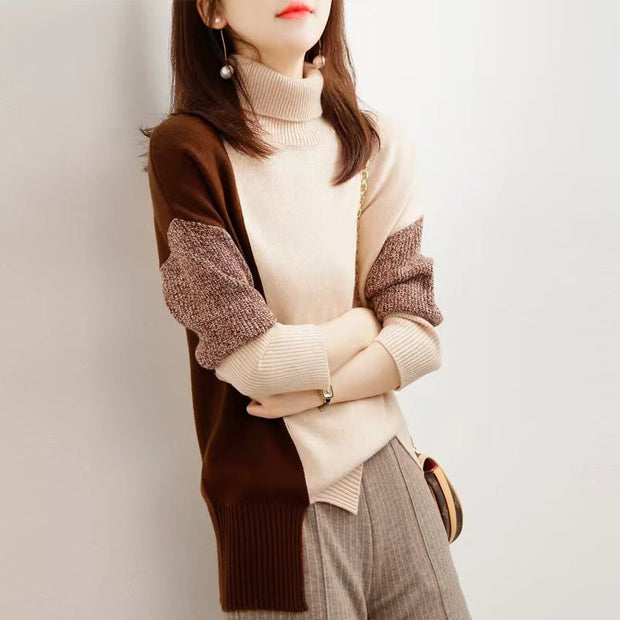 Jeana - pull col roulé de couleur contrastée