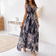 VICTORIA - Robe longue à col en V profond