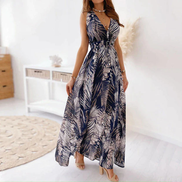 VICTORIA - Robe longue à col en V profond