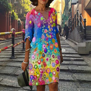 CLARA - V-Ausschnitt Kleid mit halben Ärmeln