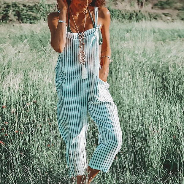 BELLA - Gestreifter Print Lose Jumpsuits