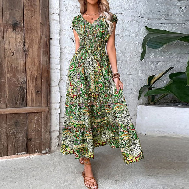 PENELOPE - Frauen Vintage Print Langes Kleid