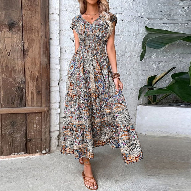 PENELOPE - Frauen Vintage Print Langes Kleid