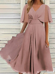 SADIEN - Elegantes Kleid mit kurzen Ärmeln