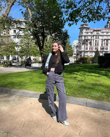 Paula - pantalon cargo coupe droite