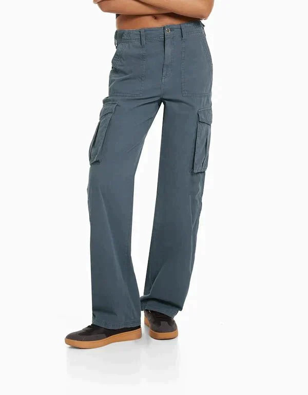Paula - pantalon cargo coupe droite