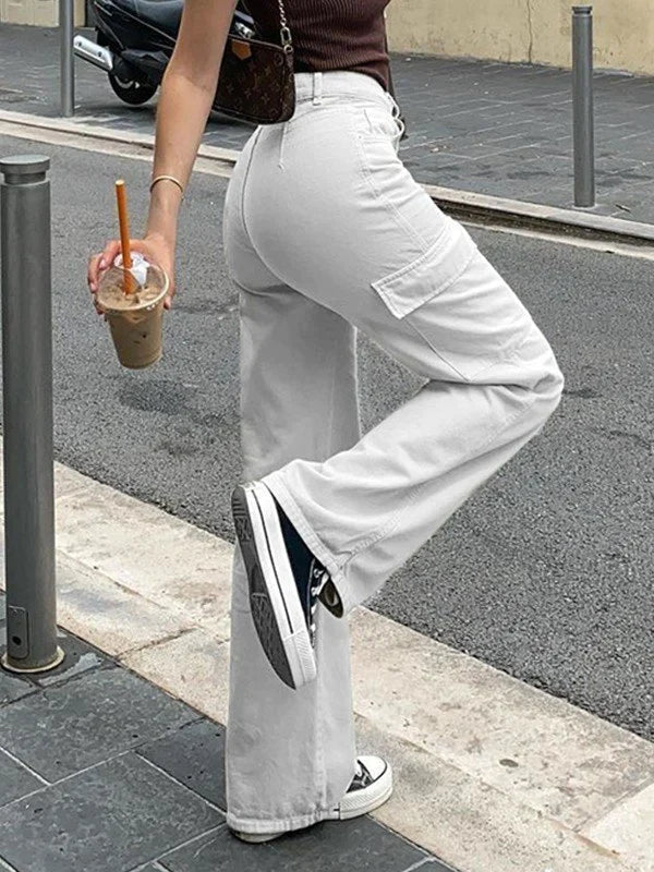 Paula - pantalon cargo coupe droite