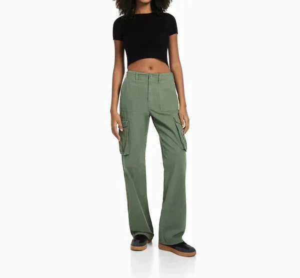Paula - pantalon cargo coupe droite